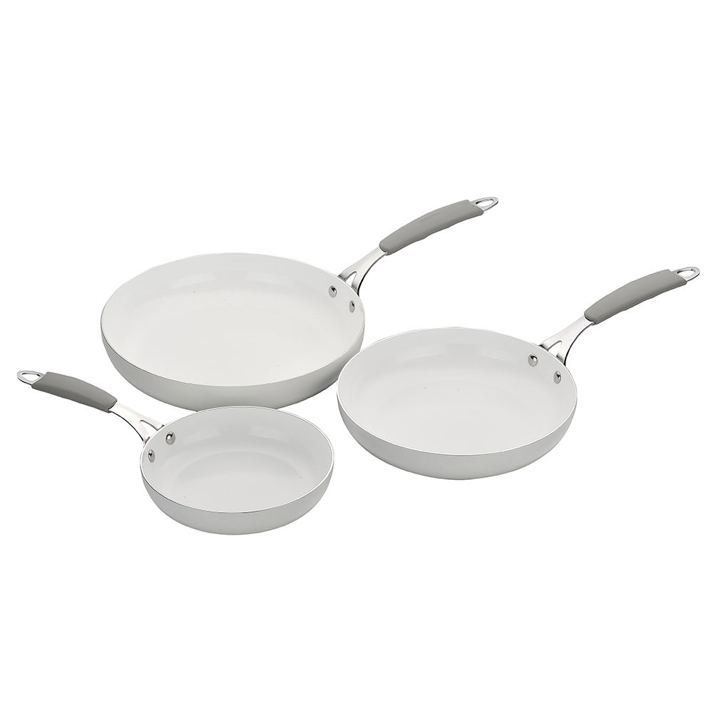Smartpan 3piece White Full Size Multi Section Egg Cooking Non Stick Keramikk No Olje Stekepanne