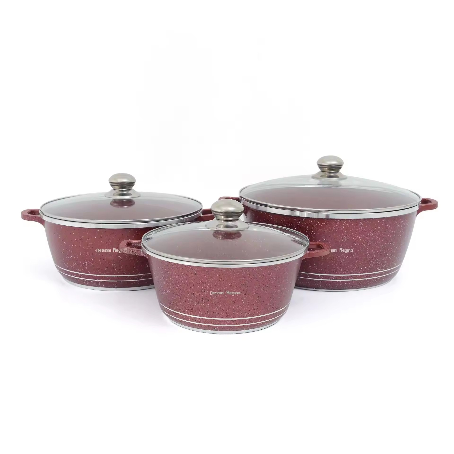 Grensegrense hvete ris stein non stick 6 stk gryte suppe gryte støpt aluminium gryte