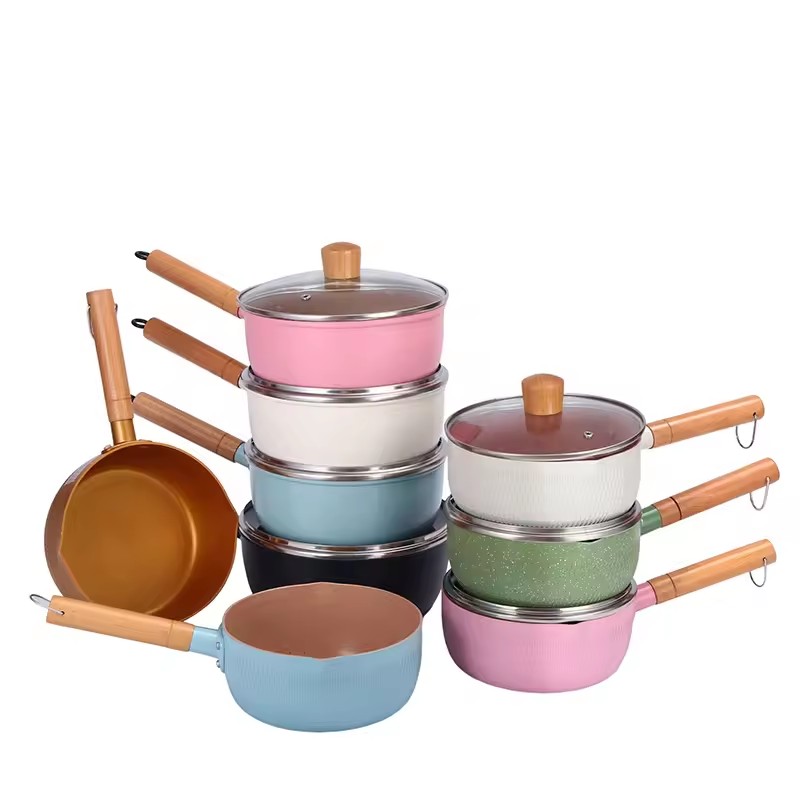 Japansk stil snø flat gryte aluminium med lokk mat non-stick melk gryte suppe gryte