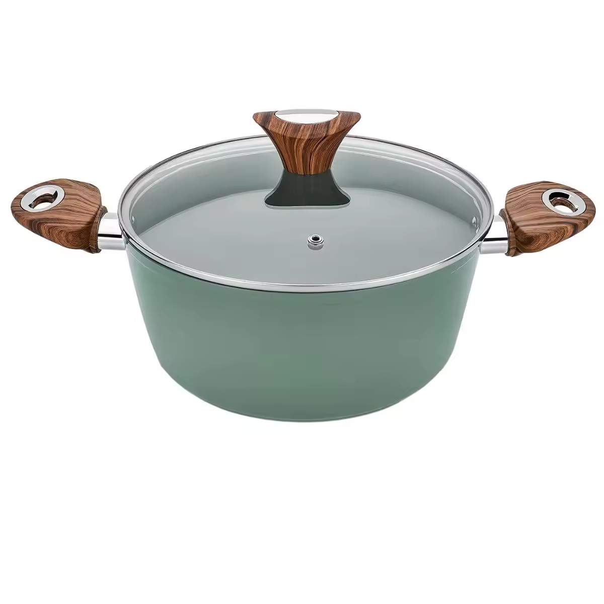 Kjøkkenutstyr øko-tilpasset logo to-håndtak aluminiumsgrytegryte med glasslokk